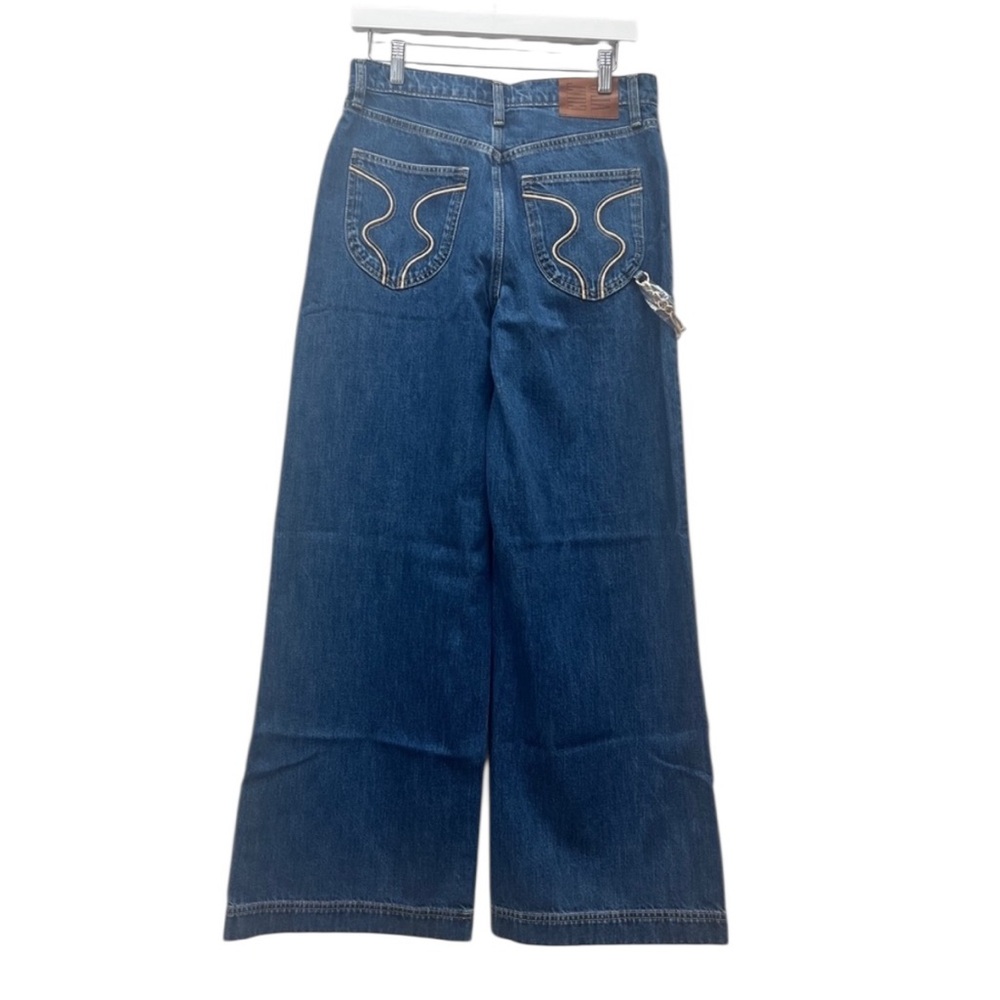 NWT Gap x Cult Gaia High Rise Stride Chain Jeans in Blue Size 28 - Picture 7 of 10